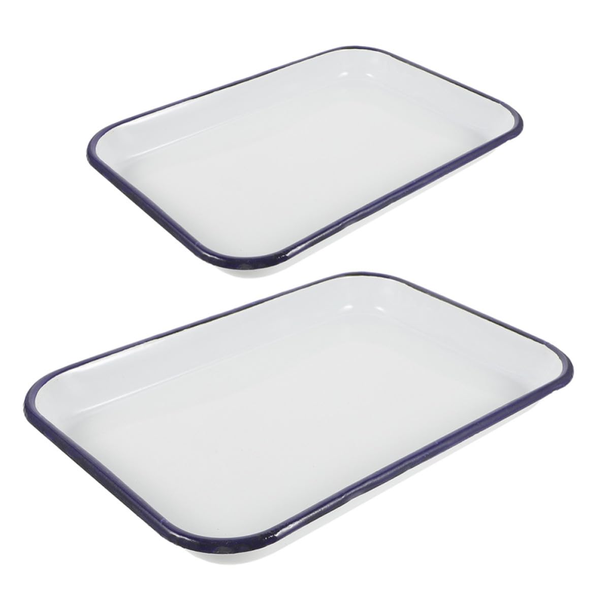 Teglie da Forno Smaltate Rettangolari 2 Pezzi (20x30cm + 24x34cm) Resistenti all’Usura, Lavabili in Lavastoviglie, per Arrostire e Cuocere in Cucina Professionale e Domestica