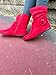 Forever Selena-58 Women's Fashion Mid Calf Flat Heel Side Zipper Slouch Boots Red Suede 7