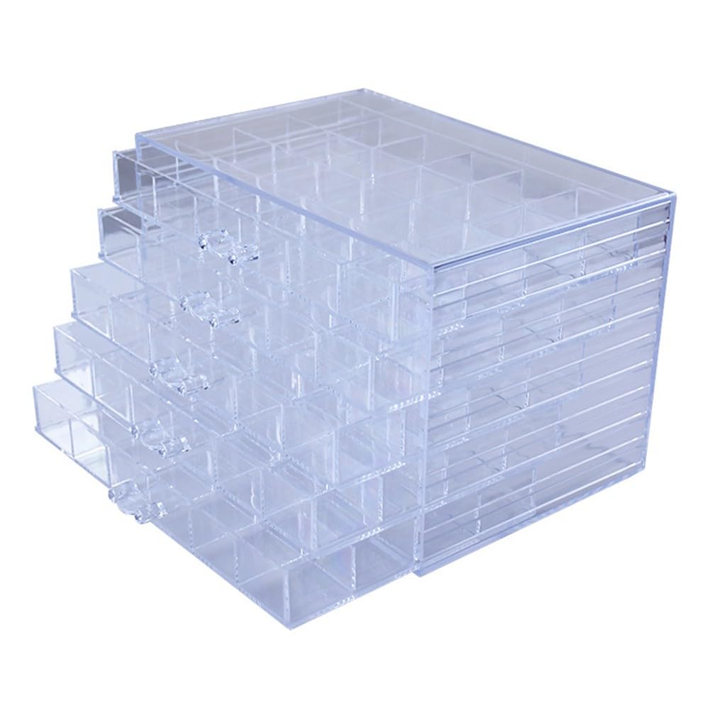 Transparente Acryl-Schmuckschatulle mit 5 Schubladen, 120 Fächern, für Armbänder, Halsketten, Ohrringe, Ringe – leichtgängige Schubladen