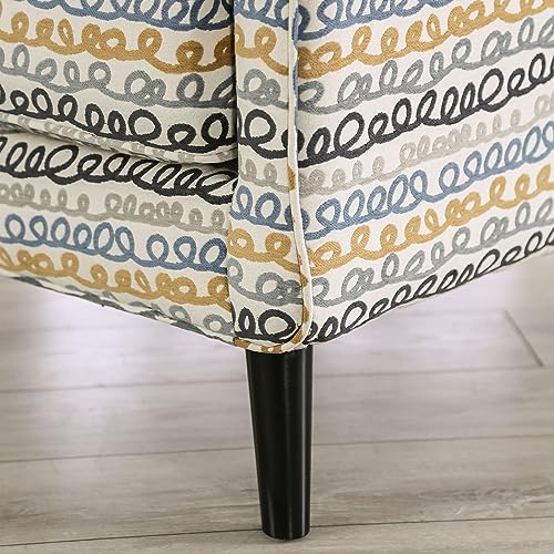 Sillón con tapizado estampado multicolor y base madera miniatura 4
