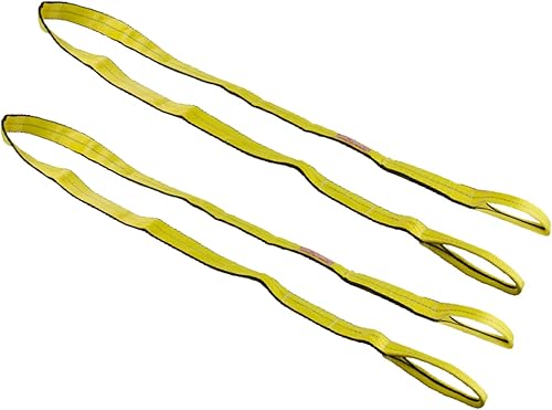 Miniatura 16 de Mytee Products Paquete de 2 eslingas de elevación de tela de 2 pulgadas x 12 pies, correas de elevación verticales de 6400 libras, ojales trenzados