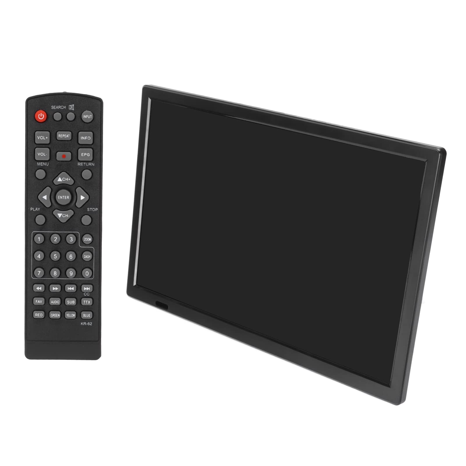 Moniteur de Télévision Numérique Portable de 16 Pouces TV HD 1080p à Piles, Prise en de la Vidéo 1080p MKV MOV AVI WMV MP4 Radio FM avec Support pour en Voiture en Plein Air