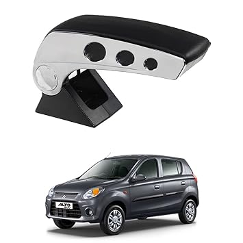 Oshotto Dual Tone Car Armrest Console Black & Chrome Compatible with Maruti Suzuki Alto-800