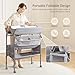 Maydolly Baby Changing Table, Portable Folding Changing Table with Wheels, Waterproof and Adjustable Height, Premium Diaper Changing Station with Two Drawers, Mobile Nursery for Newborn (Grey)