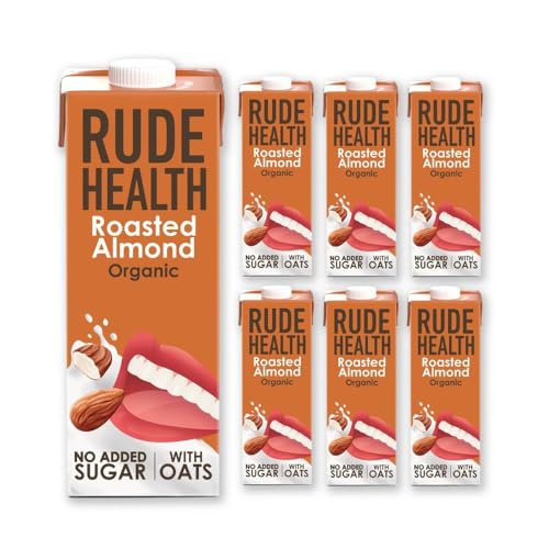 Rude Health 6 x 1 Liter Bio-Getränk mit gerösteten Mandeln, milchfrei, 100% natürliches Getränk, ohne Zuckerzusatz, gesunde und vegane Milch, laktosefreie Milch, recycelbare Verpackung