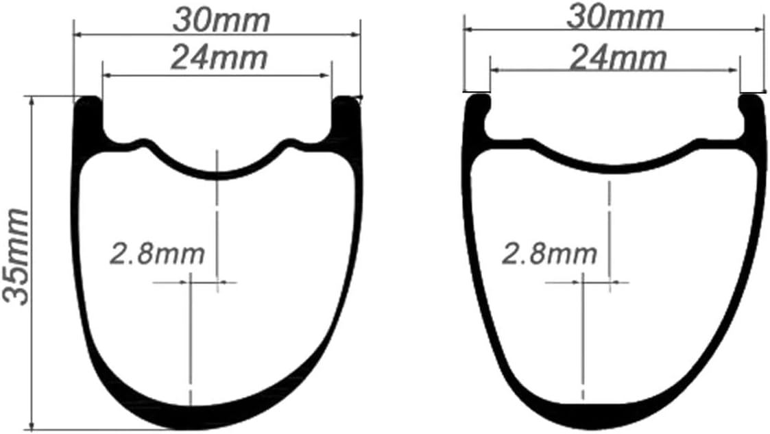 650B Carbon Fiber Bike Rims, CATAZER 30mm Width 35mm Depth Asymmetric Rim Lightweight Customized Matte Glossy Finish for Gravel Road Bicycle