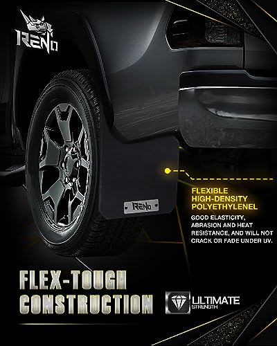 Image of RENO Ram Mud Flaps, Heavy Duty Vehicle Sediment Protection Driver & Passenger Sides Splash Guards Compatible with 2010-2018 Ram 1500 2500 3500 SRW Truck Classic (Front + Rear, 4pcs)
