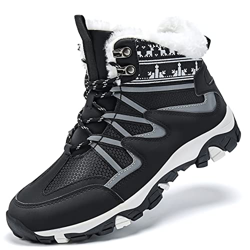 VITIKE Mujer Botas de Nieve Senderismo Deportes Trekking Zapatos Fur Forro,Negro elegante,37 EU Cover