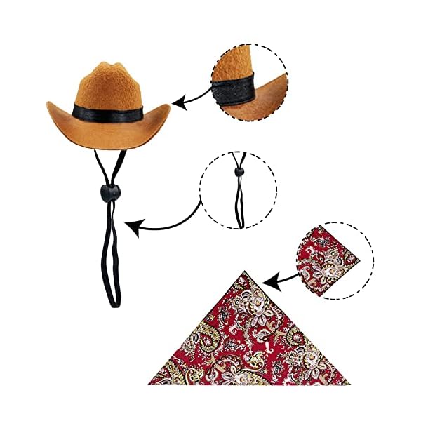 Pet cowboy hat bandana costume, funny dog cat costume accessories set for mexican birthday christmas and holiday party daily wearing - image 4