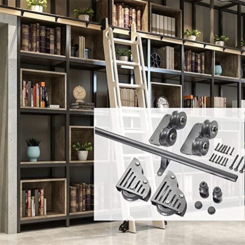 Kit de rails noirs pour échelle coulissante de bibliothèque en acier noir de 90 cm à 6 m
