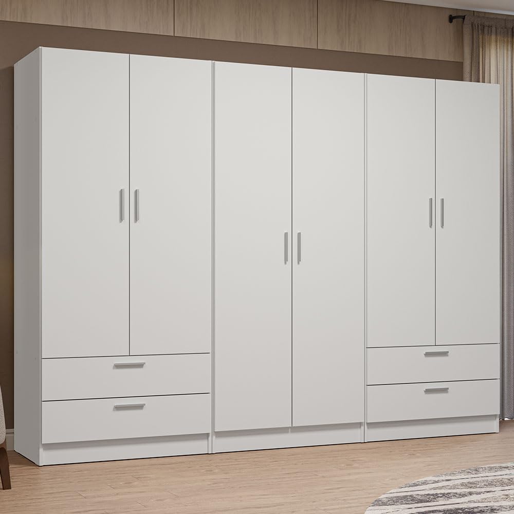 Bedroom Wardrobe Cabinet Madesa 6-Door 4-Drawer Wardrobe - 94-Inch Wide ...