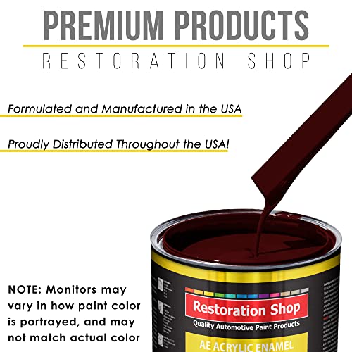 Restoration Shop - Burgundy Acrylic Enamel Auto Paint - Quart Paint Color Only - Professional Single Stage High Gloss Automotive, Car, Truck, Equipment Coating, 2.8 Voc #TOP3