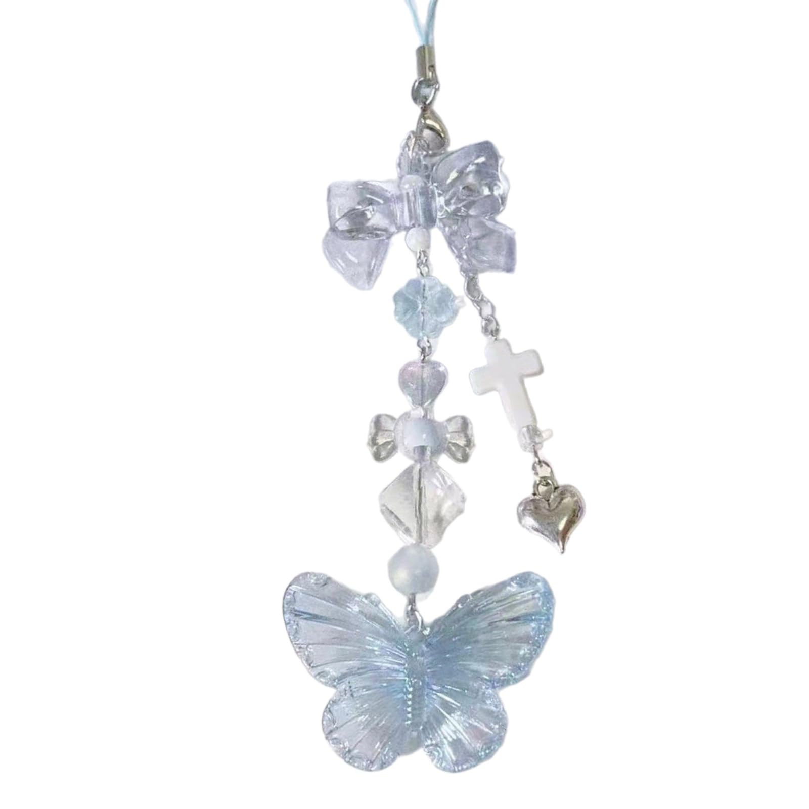 NEWFT Bowknot Butterfly Pendant Sweet Phone Chain Strap Hanging Decoration Keychain Lanyard Small for Women Girls