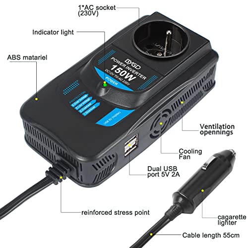 Convertisseur 12V 230V BYGD : la solution pour brancher votre PC en voiture