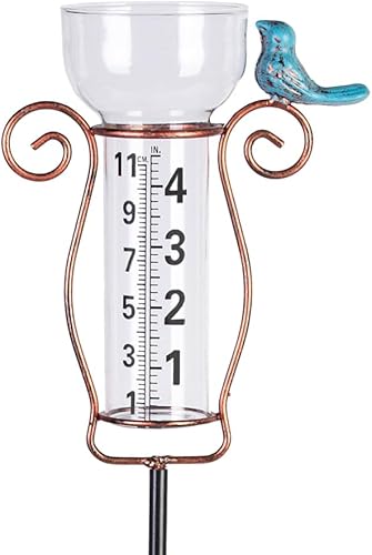 Medidor de lluvia para exteriores con bola de cristal, medidor de lluvia solar de jardín para patio, césped, jardín, decoración de valla