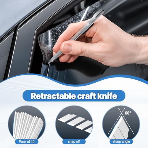 Image of SINGARO 6PCS Vinyl Wrap Tool Kit, Window Tint Kits Include Felt Squeegee, Edge Trimmer Squeegee, Retractable Utility Knife and Blades, Vinyl Cutter Knife, Fits for Most Cars and Trucks