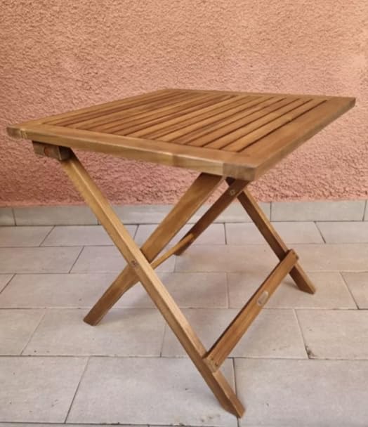 Wooden Garden Table Small Square Folding Coffee Side Tables Patio Outdoor Solid Wood Furniture Rustic Balcony Deck Weather Resistant Picnic Plant Lamp Stand