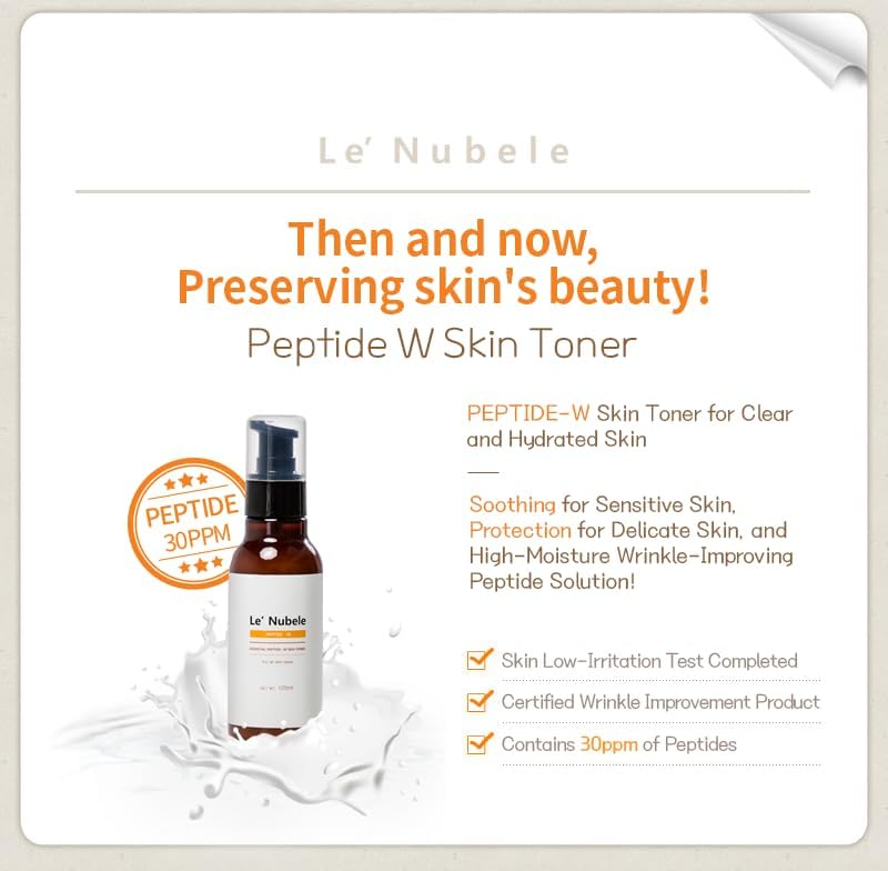 Le Nubele Essential Peptide W Skin Toner - Anti- Wrinkle & Firming Toner with Multi-Peptide Complex & EGF, Collagen Booster, Hydrating, Soothing & Barrier Care, Korean Skin Care 120ml / 4.05 fl.oz - Image 6