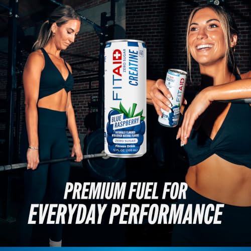 Image of FITAID Creatine Recovery Drink, Electrolytes, Zero Sugar, Blue Raz, 4pk
