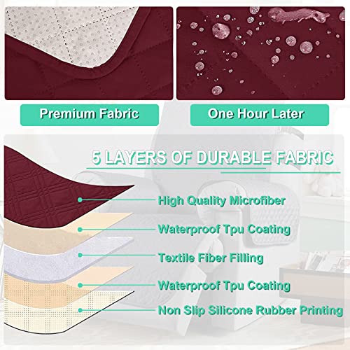 Waterproof Recliner Chair Slipcover With 2 Elastic Straps, Non-Slip Armchair Recliner Protector for Families with Pets/Kids - Image 3