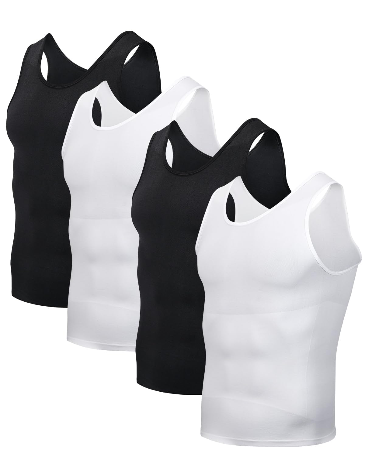 Casey Kevin Chaleco de Compresión (Pack de 4) Hombre Deportiva Camiseta de Tirantes Chaleco para Fitness Gimnasio Running