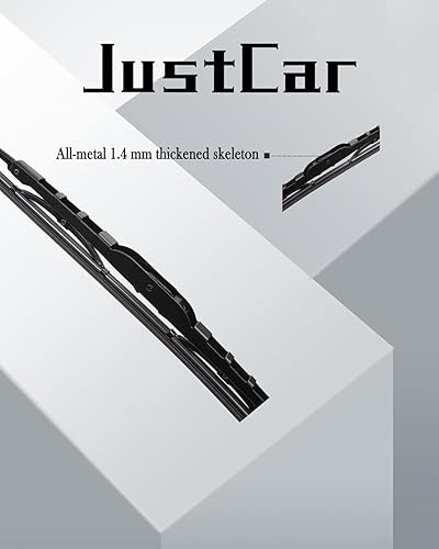 Miniatura 2 de Limpiaparabrisas de calidad original de 17 + 17 pulgadas, marco de metal duradero, estable y silencioso, para todas las estaciones (juego de 2)