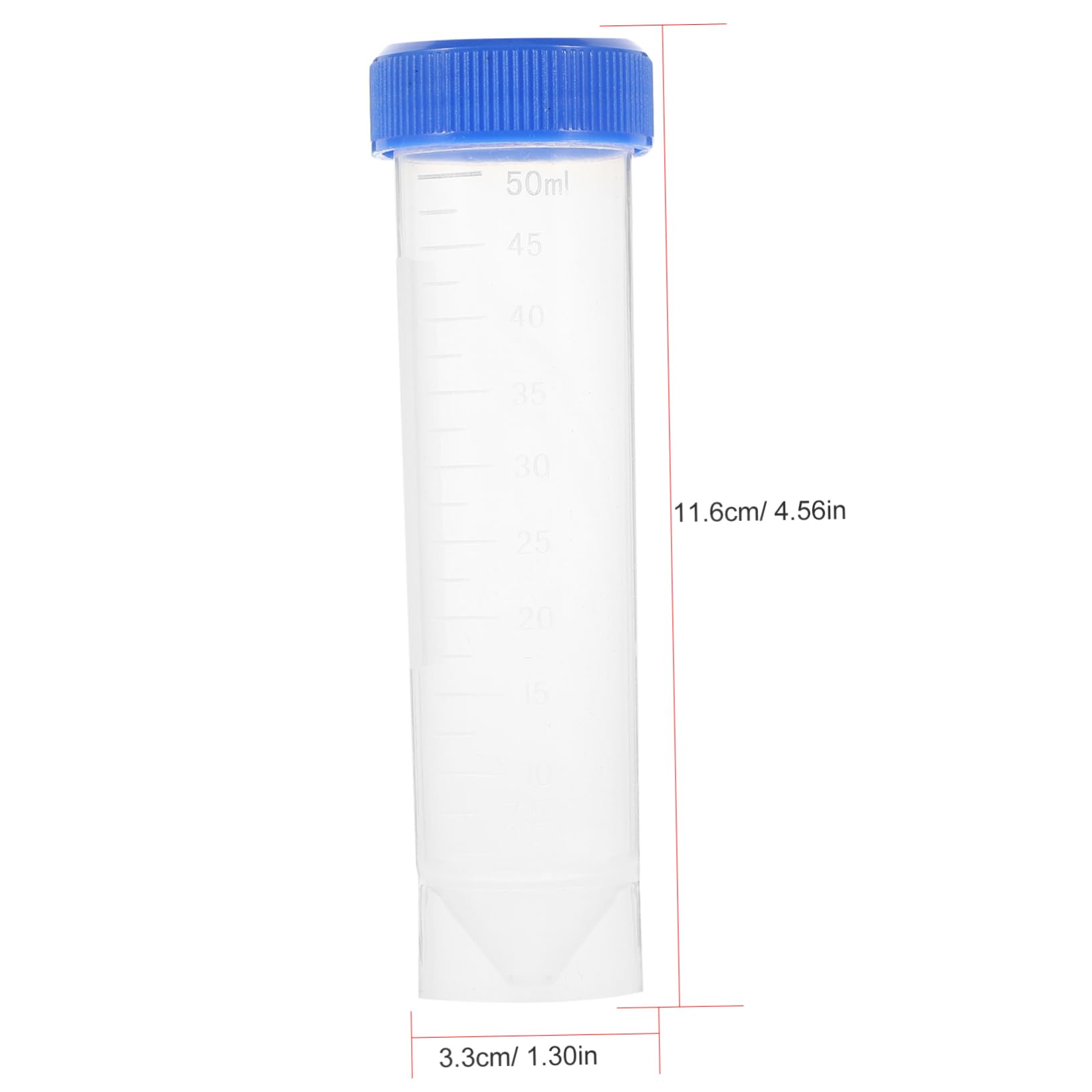 50ml Provette Laboratorio Centrifuga con Tappo a Vite, in Plastica Pp, Fondo Piatto, Portatili di Perdita, Confezione da 50 Pezzi per Campioni Scientifici