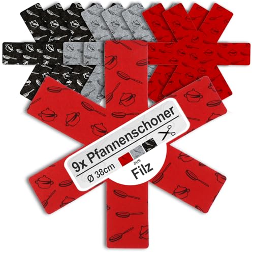 COM-FOUR® 9X Pfannenschutz Ø 38 cm aus Filz - Hitzebeständig,...