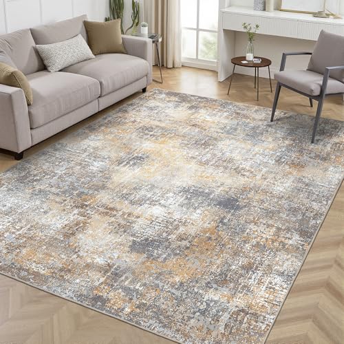 Area Rugs 5x7 for Living Room Bedroom, Modern Abstract Machine Washable Rug, Large Soft Low Pile Floor Cover with Non Slip Backing for Dining Room, Warm Beige Mist