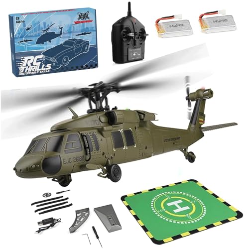 iREOGAME K170 UH-60L Remote Control Helicopter 170 Size Flybarless RC Helicopter with Adjustable Left and Right Hand Throttle for Adults Beginners with 2-Batteries (RTF Version)