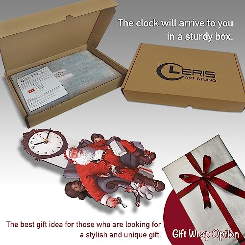 Reloj de pared Santa Claus y niños con péndulo miniatura 6