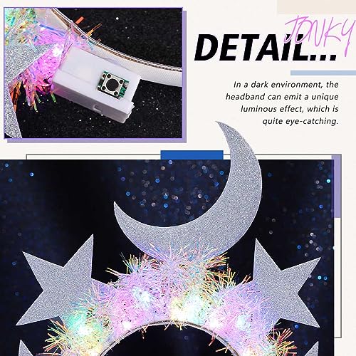 JONKY Light Up Star Headband Moon Stars Headpiece Glow Celestial