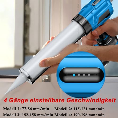 Akku Kartuschenpresse für Makita 18V Batterie,Elektrische Kartuschenpistole für 300 ml-Kartuschen,4 Geschwindigkeiten,Akku Silikonpistole für Abdichten, Spachteln, Auslaufsicher, ohne Akku