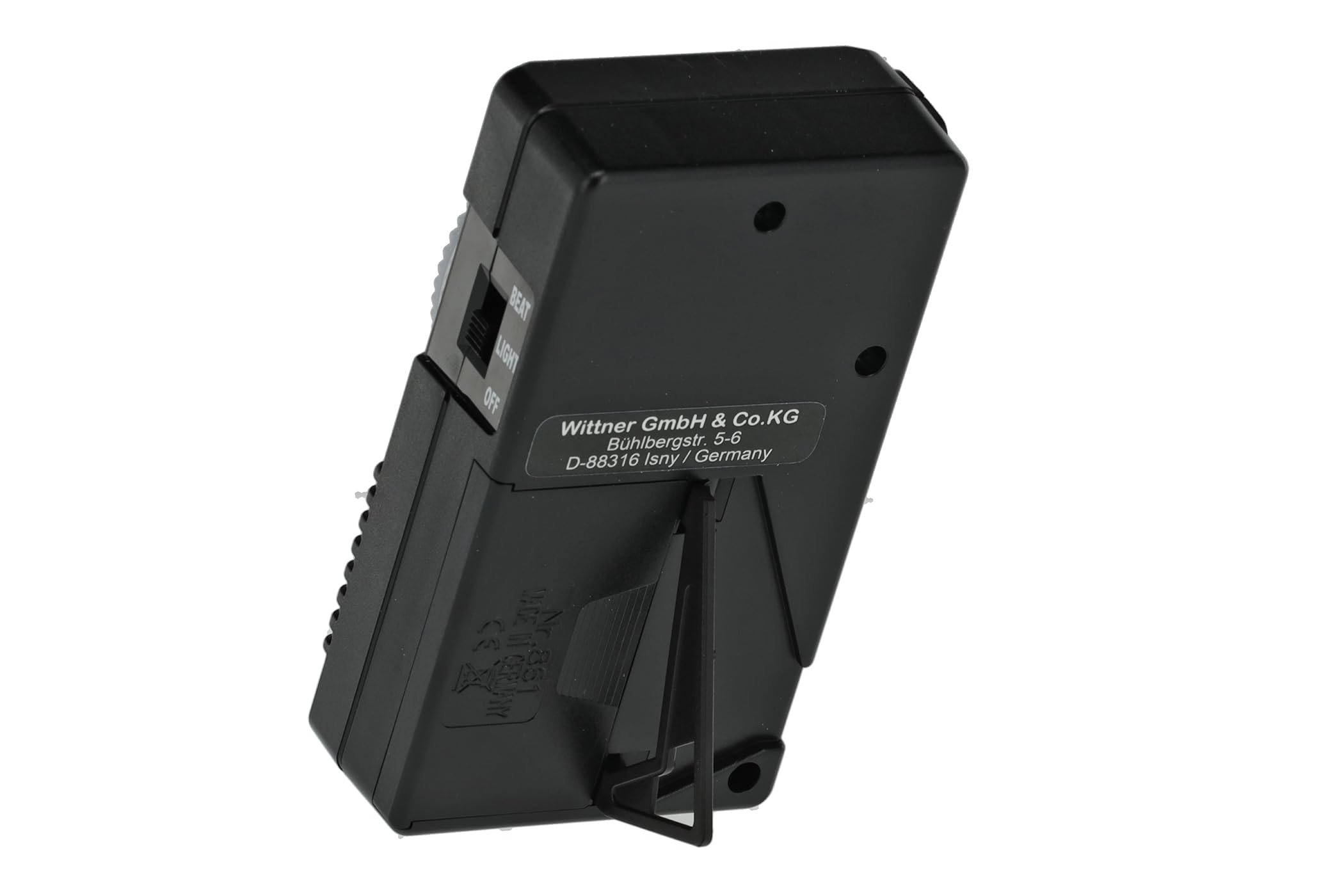 Wittner Taktell® Quartz QM 2 Series 861 - Custodia in plastica nera - 40-208 battiti/minuto - 39 posizioni di tempo - Con intonazione da concerto a1 = 440 Hz - Include batteria (9 volt) e auricolari