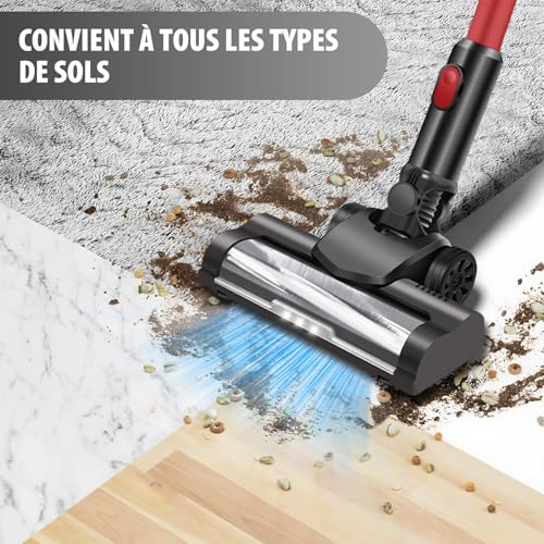 Aspirateur Balai sans Fil 3-en-1 Ultra Puissant – 65 Min Autonomie,15Kpa Aspiration,Brosse Motorisée Anti-Poils d'Animaux,Léger & Silencieux – Parfait pour Sols Durs,Tapis et Voiture (Filtre Lavable) – Image 5