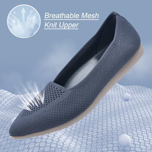 Image of Buyrew Pointy Toe Flats for Womens Slip On Ballet Dress Low Wedge Casual Comfortable Walking Shoes