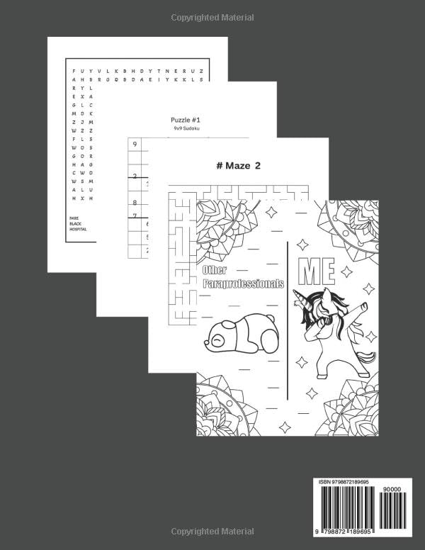 Paraprofessional Activity Book: A Funny Paraprofessional Gift With Coloring Pages, Puzzles Like Word Search, Mazes and More.