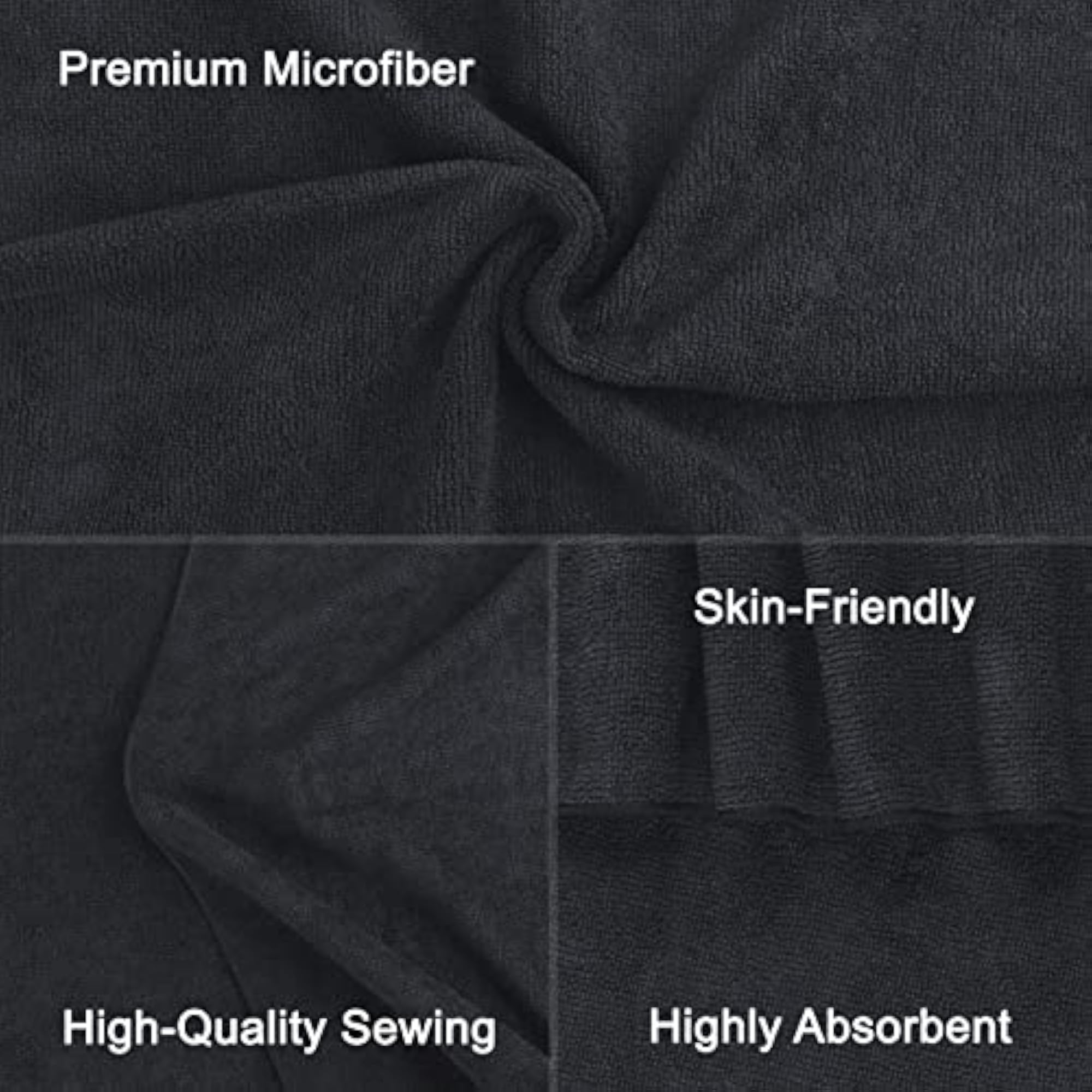 Black Microfiber Hair Towels, 12 Pack