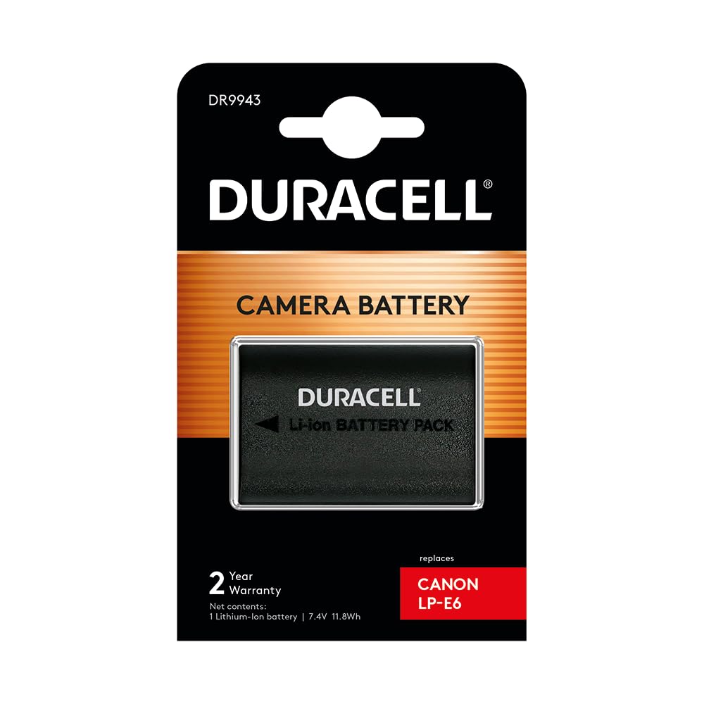 Duracell DR9943 - Batería para Cámara Digital 7.4 V, 1400 mAh (Reemplaza Batería Original de Canon LP-E6), Negro
