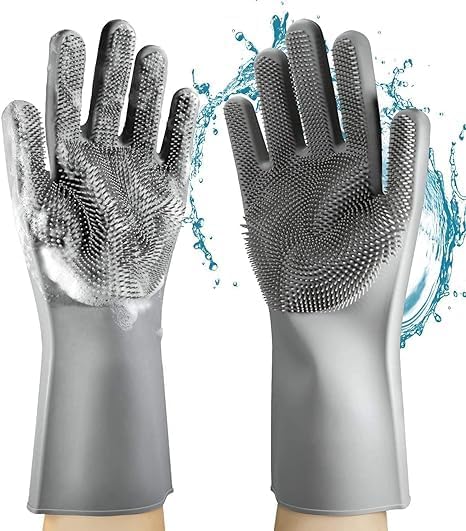 CLAPONE Gloves Magic Silicone Dish Washing Gloves, Silicon Cleaning Gloves, Silicon Hand Gloves for Kitchen Dishwashing and Pet Grooming, Great for Washing Dish, Car, Bathroom (Grey, 1 Pair) (B0DHXB2ZCK) Amazon Price History, Amazon Price Tracker