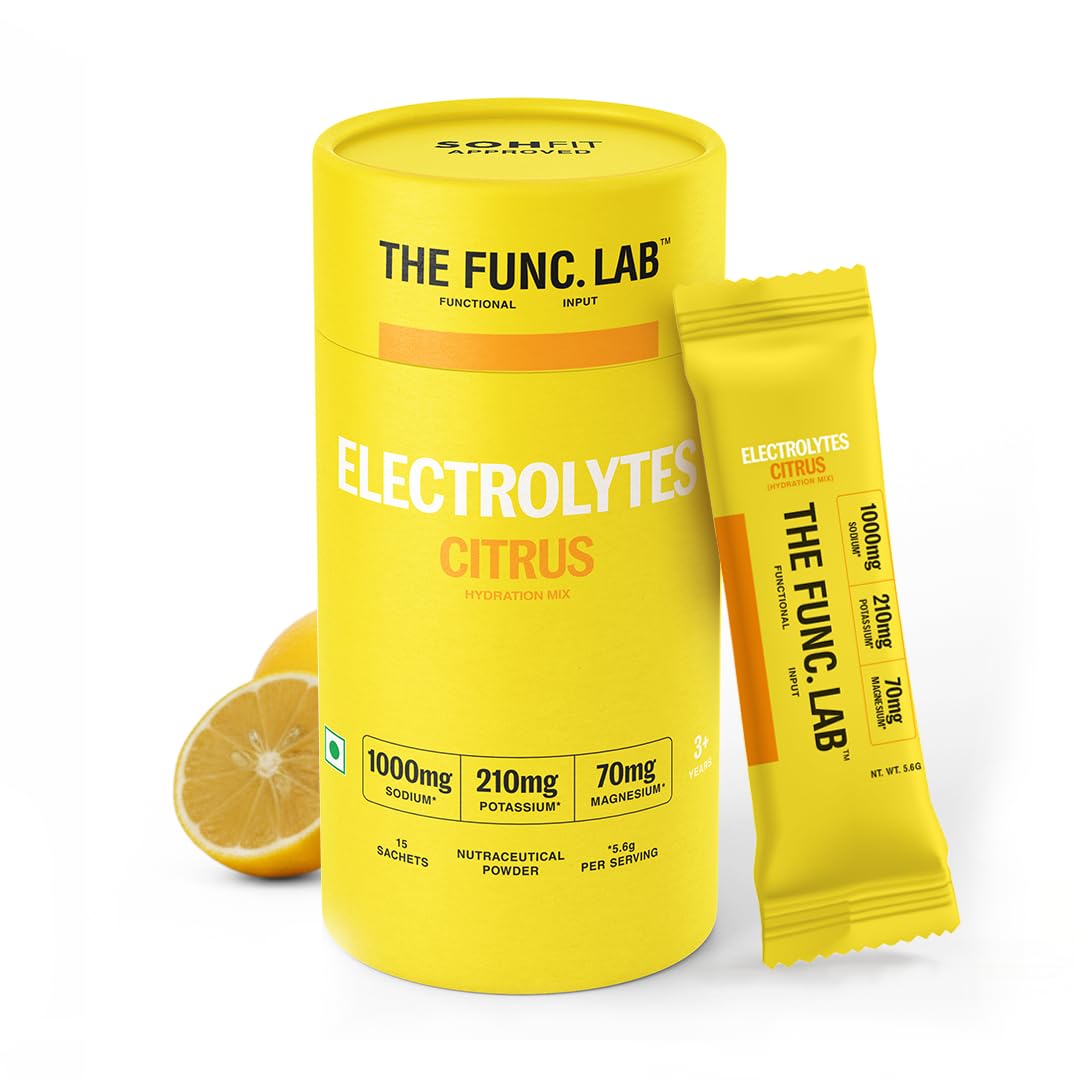 The Func. Lab Daily Electrolytes - Salty Citrus Lemon | 15 Sachets | Instant Hydration Powder with Sodium, Potassium, Magnesium | Sugar-Free, No Preservatives | Instant Energy, Performance & Recovery Drink