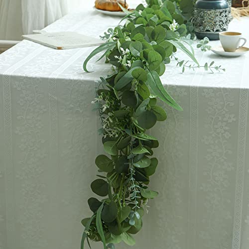 Anna's Whimsy 6.25Ft Eucalyptus Garland Willow Garland, Artificial Vines Faux Eucalyptus Greenery Garland, Fake Hanging Plant For Wedding Party Home Table Backdrop Outdoor Indoor Decoration #TOP2