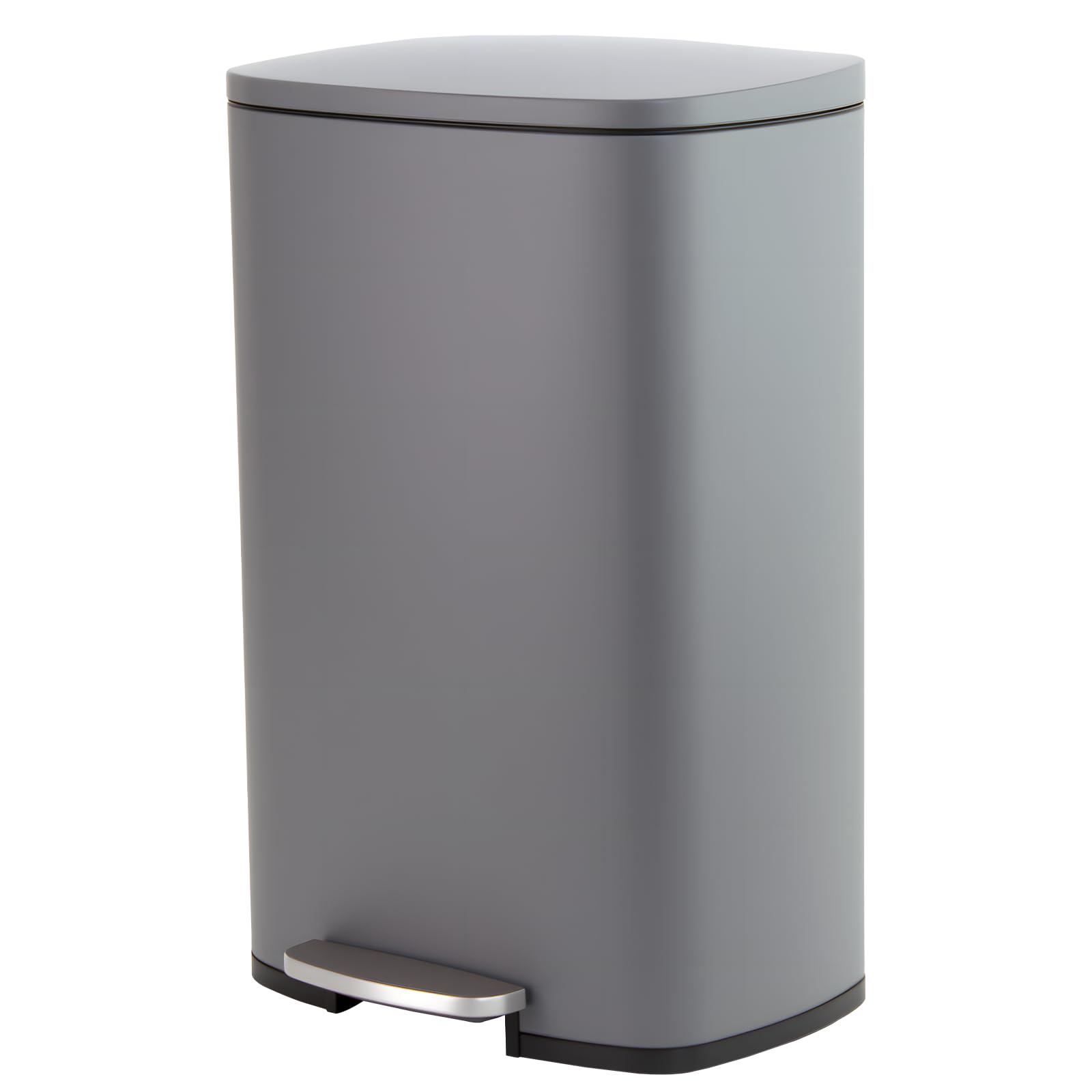 Panana 50L Large Trash Can Kitchen Waste Rubbish Garbage, Pedal Step Garbage Can & Recycle Bin with Removable Inner Buckets (Grey, 50L)