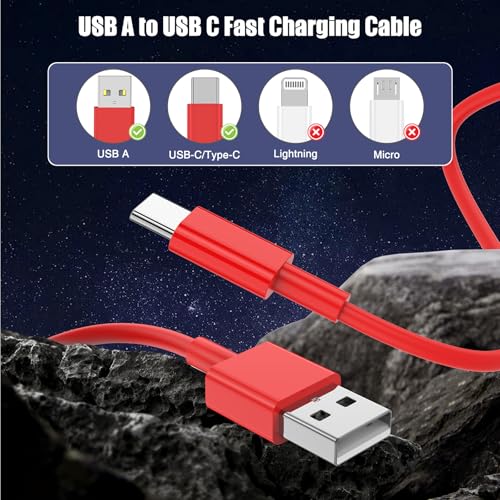 Image of 3-Pack Red [3.3FT+3.3FT+6FT] USB A to USB C Cable，USB to USB C Car Carplay Cable for iPhone 16 15 Pro Plus Pro Max，for iPad Pro /Air /Mini，for Samsung S24 /S23 /S22 /S21，for MacBook Pro /Air and More
