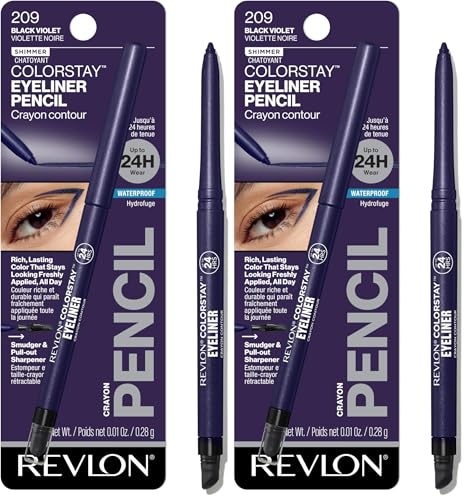 Image of REVLON ColorStay Pencil Waterproof Eyeliner, Smudge-Proof, Eye Makeup with Built-In Sharpener, 209 Black Violet, 0.01 oz (Pack of 2)