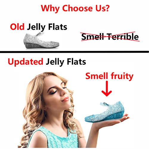 Blue Girl’s Princess Shoes Jelly Sandals Cinderella Toddler Cosplay Dancing Show Mary Janes(Toddler/Little Kid)4