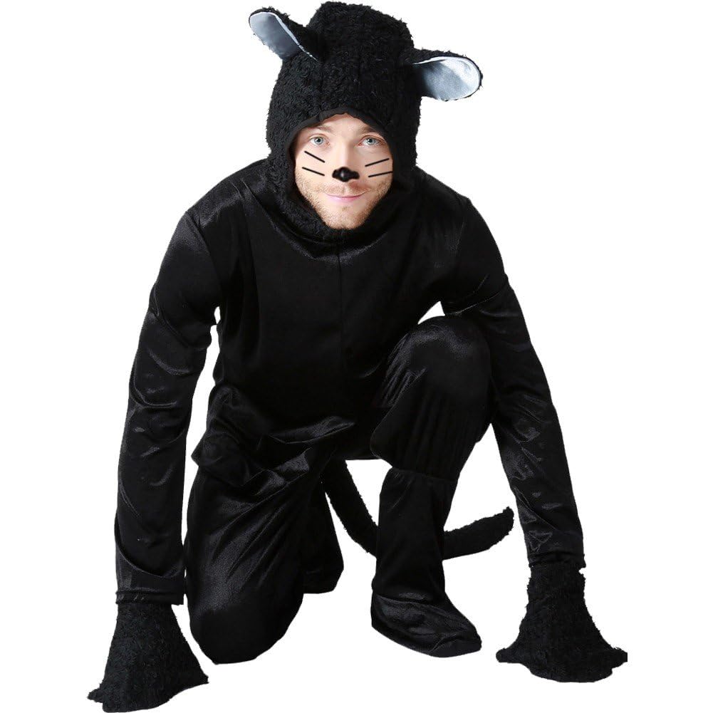 Kostium czarnego kota dla dorosłych, zabawny kombinezon na Halloween, Boże Narodzenie, cosplay, kostium, przebranie dla kobiet, mężczyzn