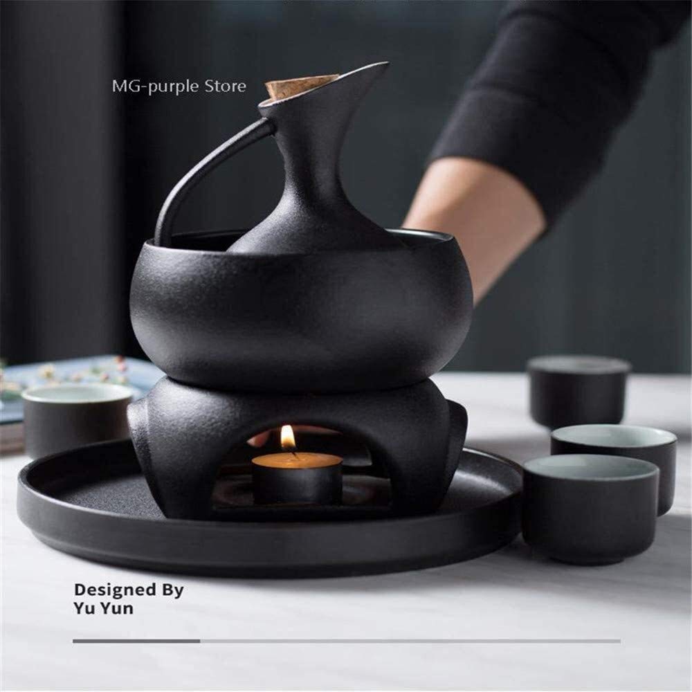 Juego de Sake japonés, Porcelana Pintada envasada, cerámica Hecha a Mano, Patrones Tradicionales, Adecuado para Mantener el Sake japonés Caliente o frío, 77, Utensil,