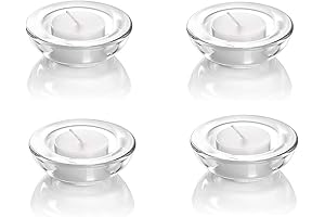 4-Pack Clear Tealight Candle Holders, 3" Round Chunky Glass Candle Holder