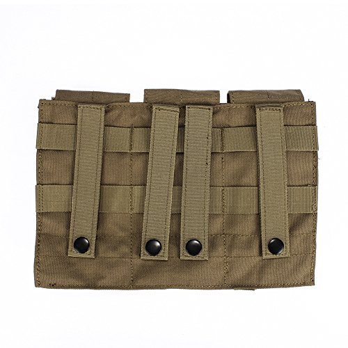 Outry M4 M16 Ar-15 Type Magazine Pouch Mag Holder - Triple/Double/Single Airsoft Molle Mag Pouch - Velcro Closed Flap Version - Triple - Tan/Coyote Brown #TOP2